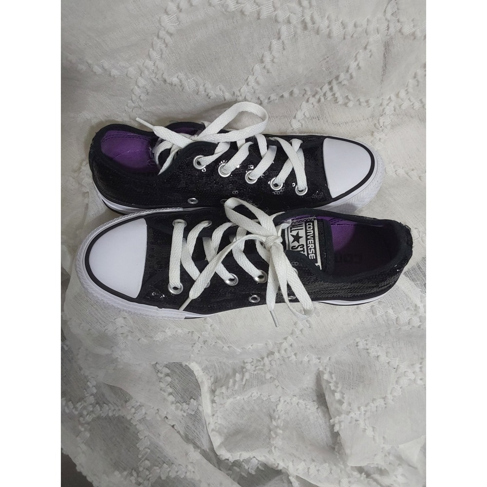 Converse Chuck Taylor All Star Black Sequin Low Top Sneakers fits womens size 7